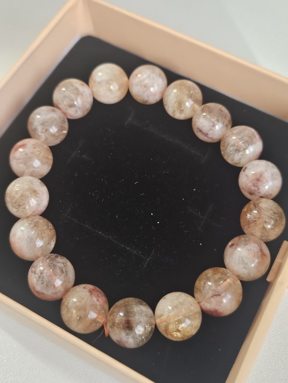 Natural Citrine Stone Beaded Stretch Bracelet